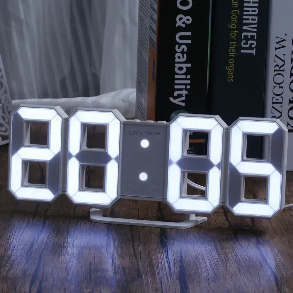 TimeLume - Horloge Numérique LED 3D - Décoration Murale Moderne